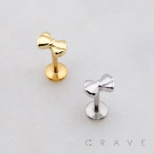 KITTY RIBBON STUD THREADLESS (PUSH IN) 316L SURGICAL STEEL LABRET SET